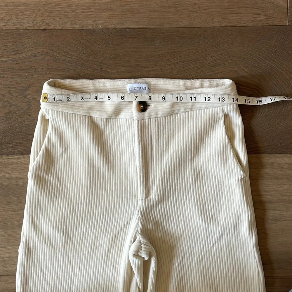 Lucy Paris Bruna Corduroy Pant Ivory Size Medium - Picture 3 of 11